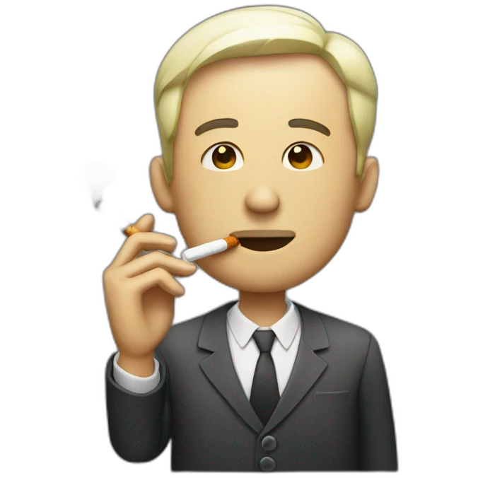 Men smoking cigarette with smoke emoji