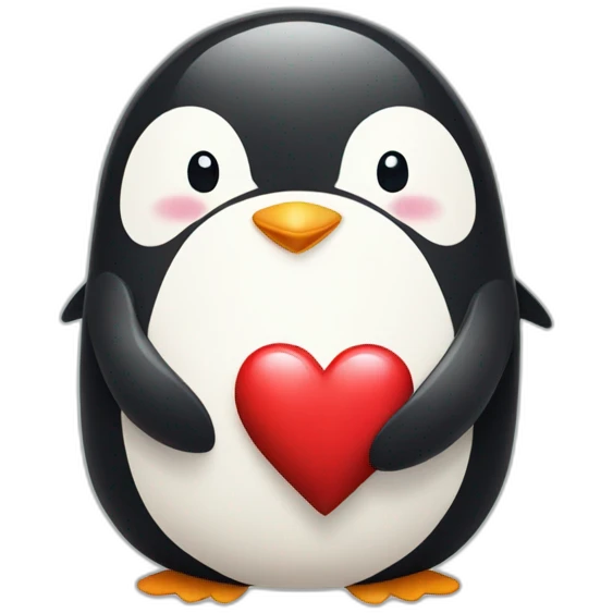 Penguin hugging a heart emoji