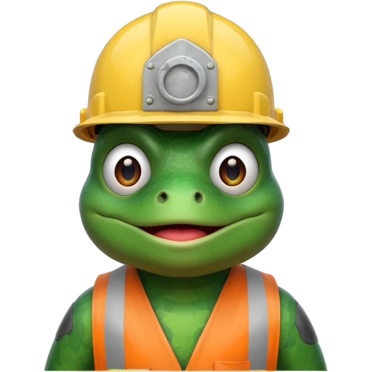 bufo (the meme frog) with construction helmet, emoji style please emoji