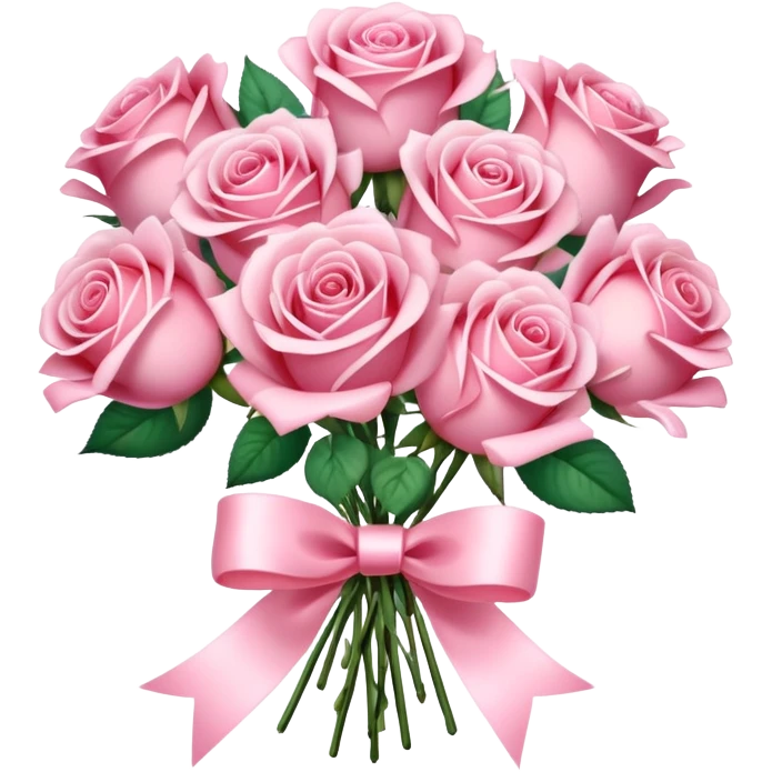 A sparkly romantic beautiful cute pretty aesthetic soft-pink bouquet of roses with a small ribbon emoji