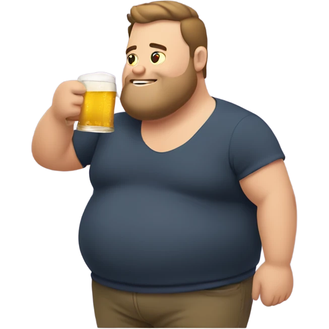 Fat gay man drinking beer emoji