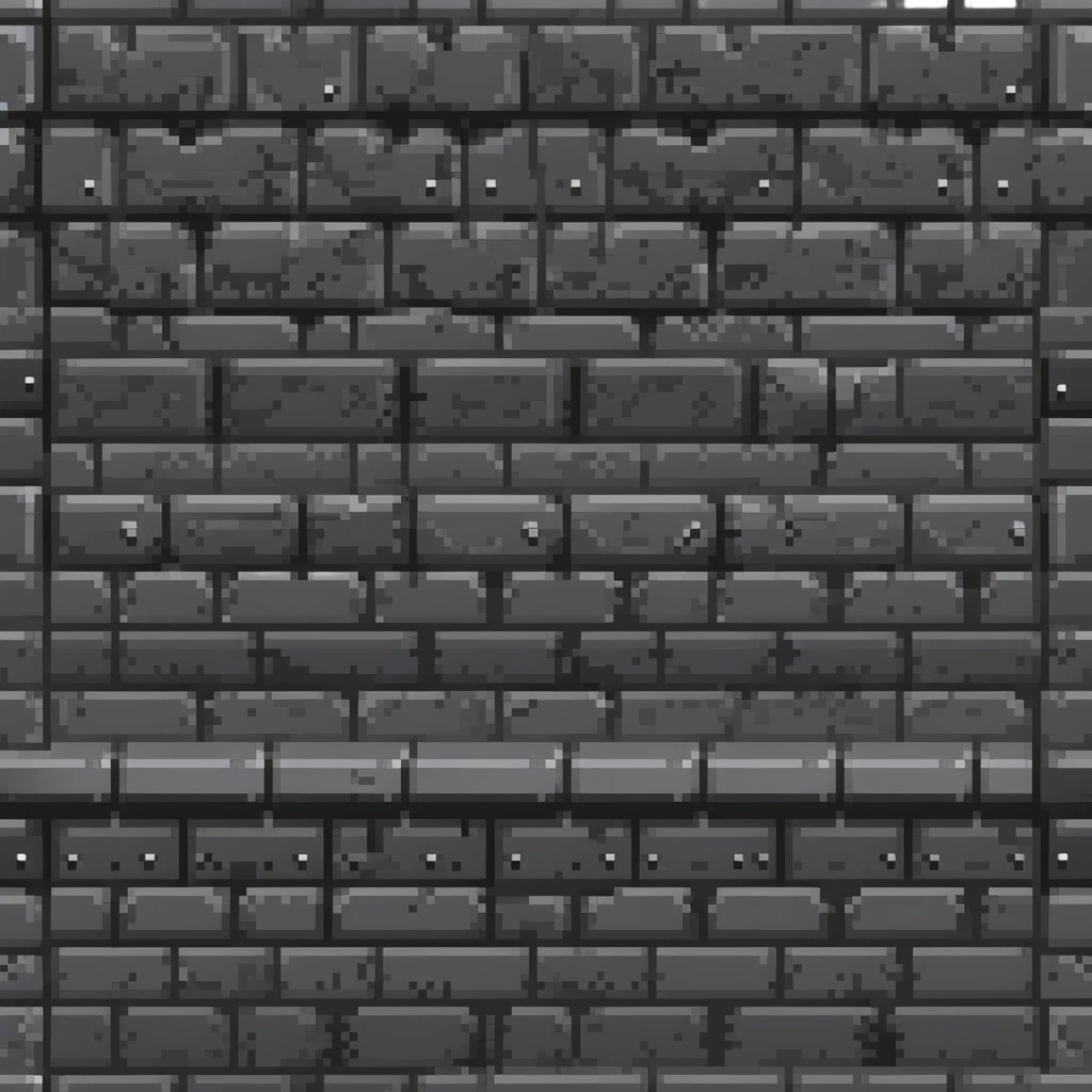 solid metal stone block wall with rivets and industrial details, very dark gray with subtle metallic highlights, 32x32 game asset background, darker version emoji