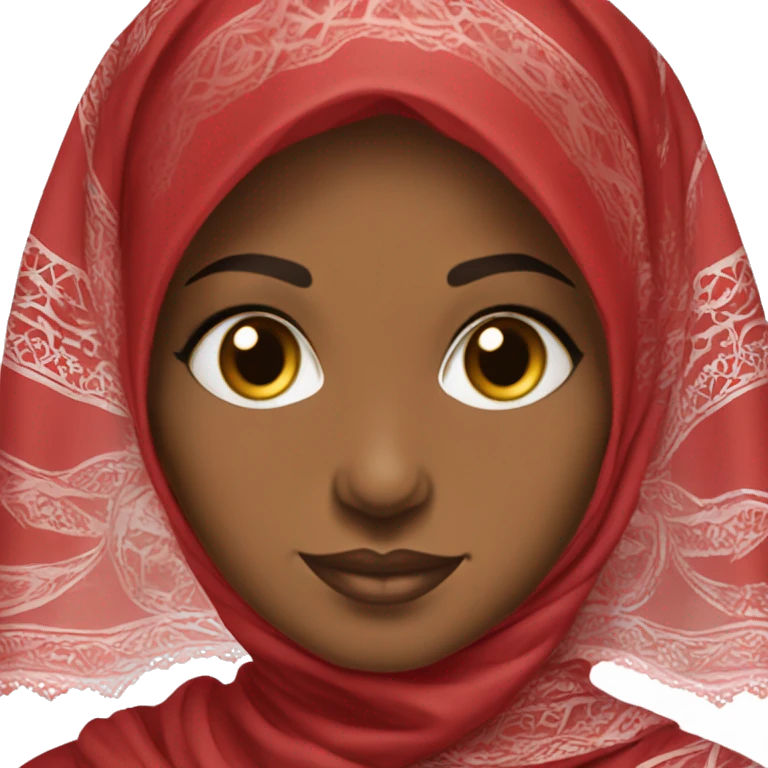 Ultra-detailed African hijabi in beautiful red abaya emoji
