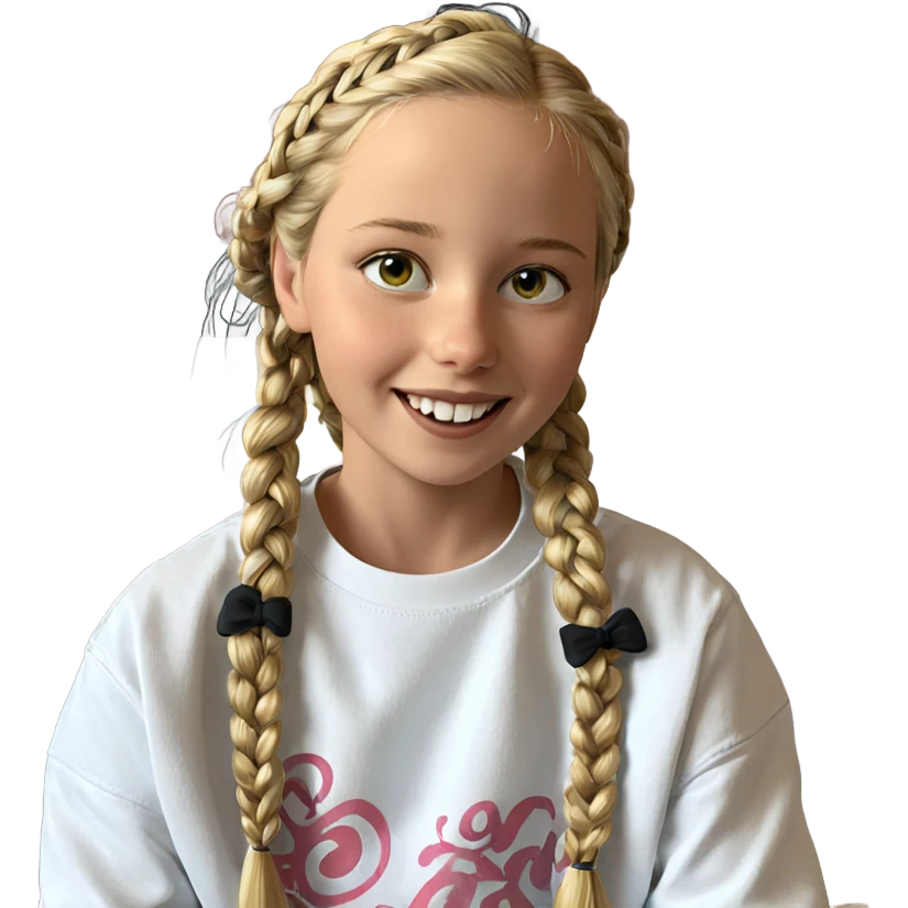 smiling girl with blonde braids emoji