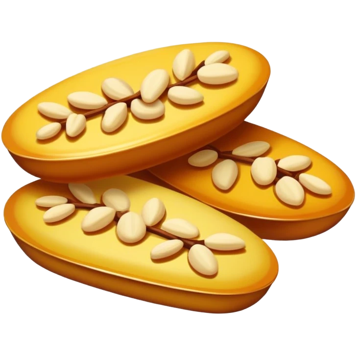 Suzhou Pine Nut Candy brittle sweet with visible nuts, simplified emoji style with bold outlines and bright colors, cartoon style traditional Chinese confection emoji