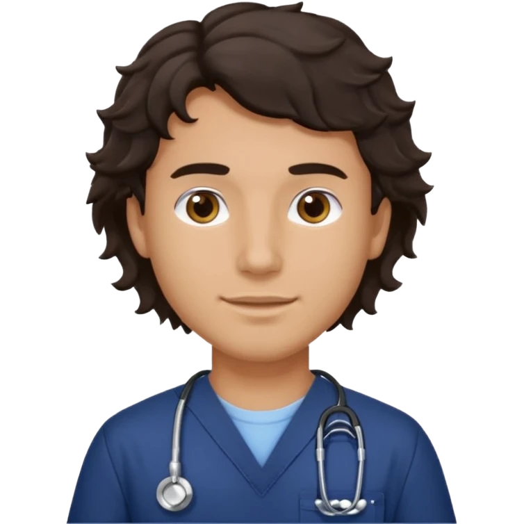 male dark brunette wavy hair navy scrub vet


 emoji