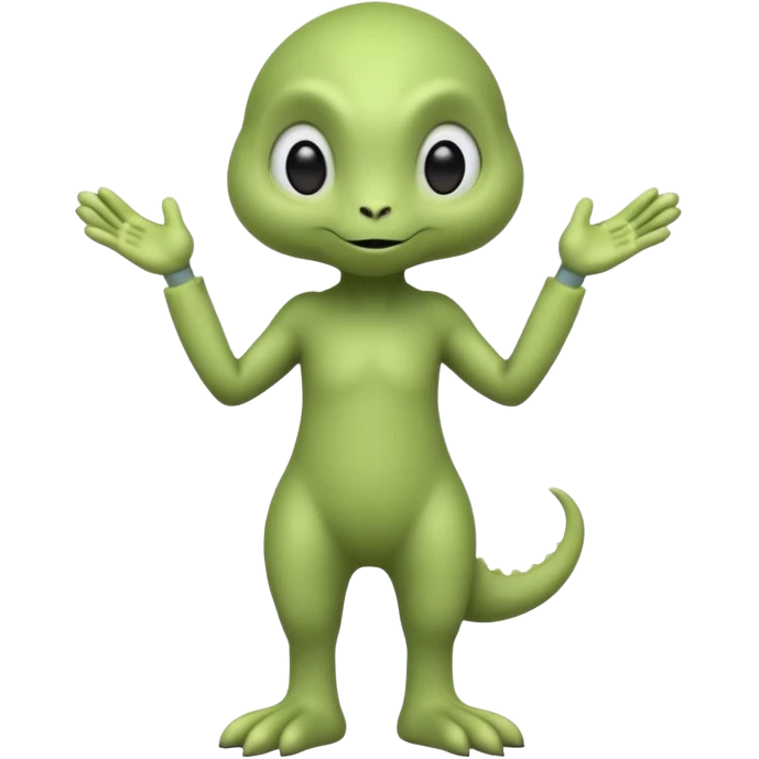 full body ...cute peacefull alien furry with 2 legs ....stands upright and looks intelligent ...wears clothing. not green..looks happy and cuddly... doesnt have eyes on face, there is a appendage coming from top of head with a single large eye emoji
