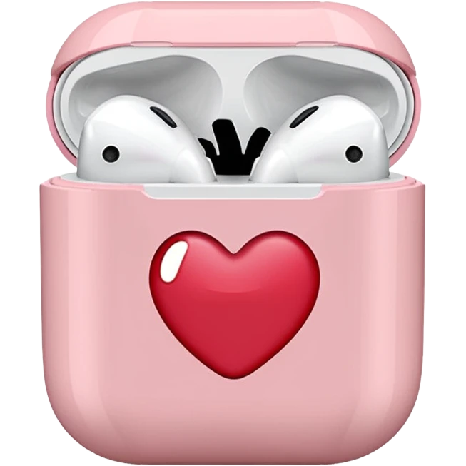 Light pink AirPods case with a lip stain emoji