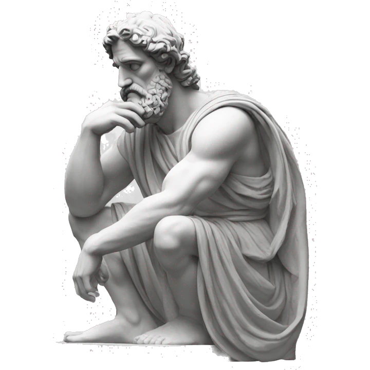 Ancient Greek King Odysseus Statue Thinking with Hand on Chin emoji