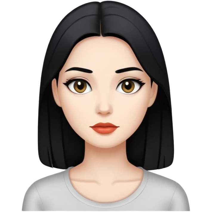 woman with sleek black hair and minimal makeup emoji
