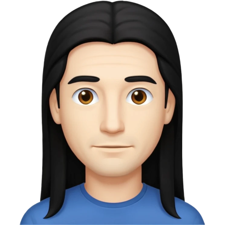 man with long hair but no wrinkles in 2d emoji