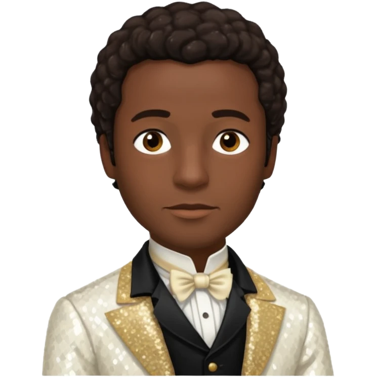 Solomon Northup with dark brown hair, Ivory sequin outfit  emoji