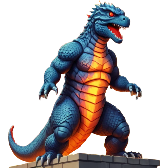 fire and building godzilla emoji