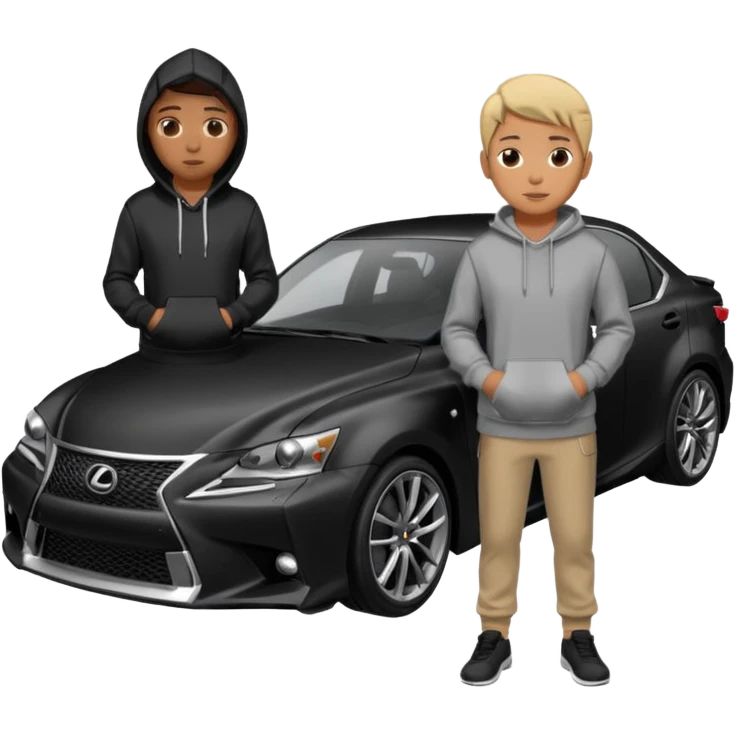 Person in black hoodie standing next to Gray Lexus IS300 f sport car emoji
