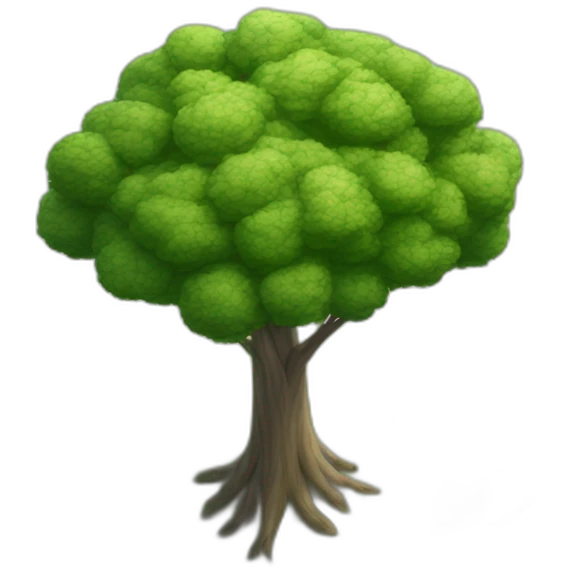Tree as seen from the sky, looked down from the top, simplified and photorrealistic emoji