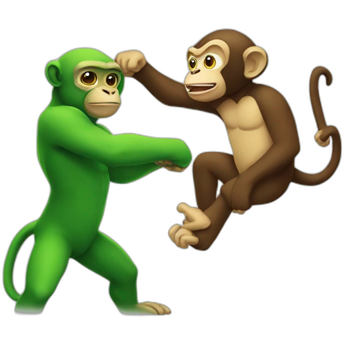 a monkey fighting a green monkey emoji