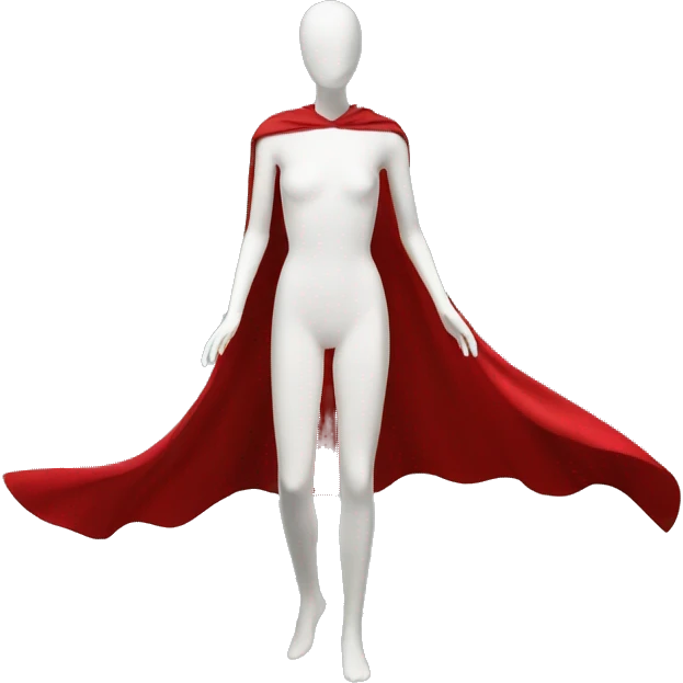 faceless white mannequin flying red cape emoji