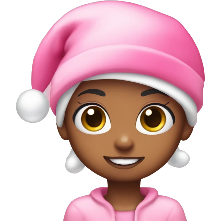 Bubbles Power Puff girl wearing Pink Santa hat emoji
