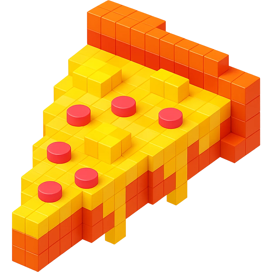 voxel style pizza with pineapple and extra cheese emoji