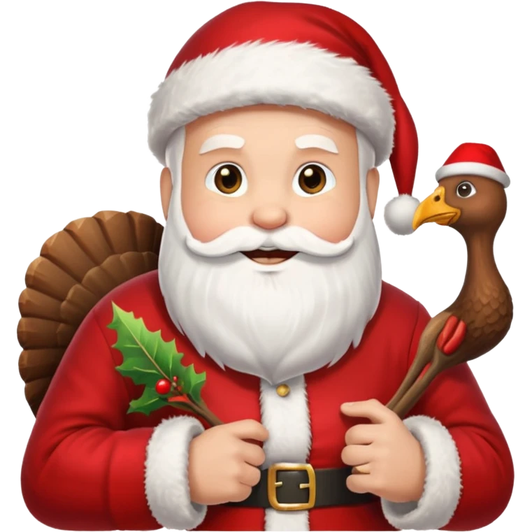Santa hunting a turkey emoji