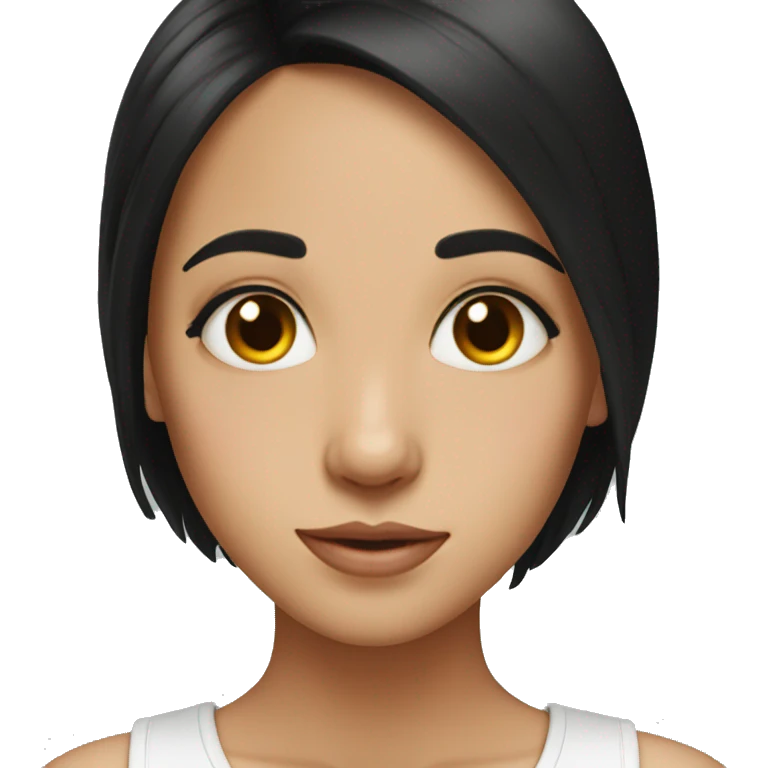 Girl wth eye bags and black hair and  emoji