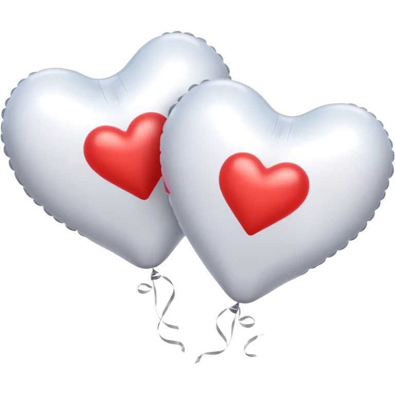 2 white Satin hearts balloons  emoji