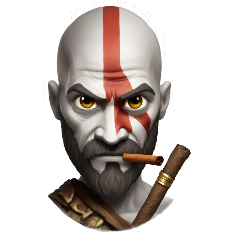 Kratos from god of war smoking a rolled cbd blunt emoji