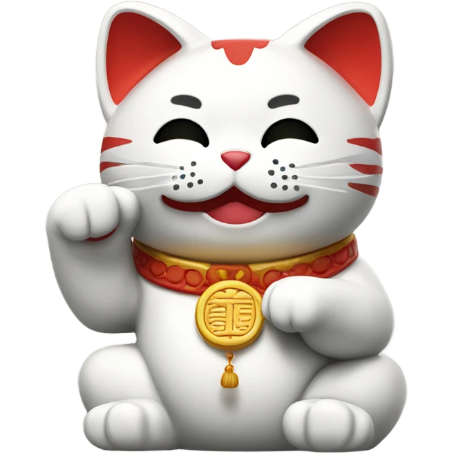 Maneki Neko giving piece sign emoji