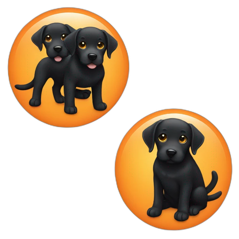 black labrador dog and orange cat emoji
