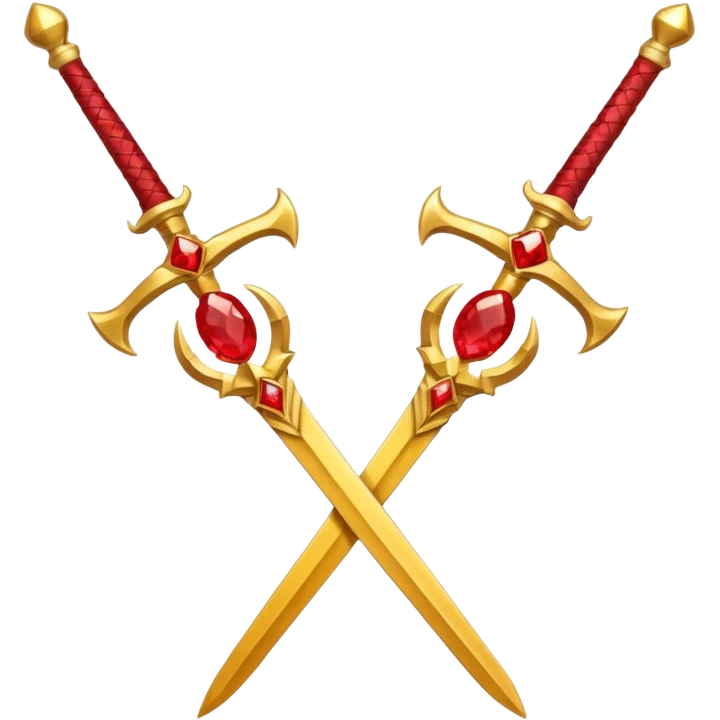 Golden fiery royal two crossed swrods with red gem and golden blade and golden handle emoji