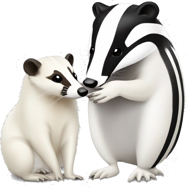 Badger kissing white ermine emoji