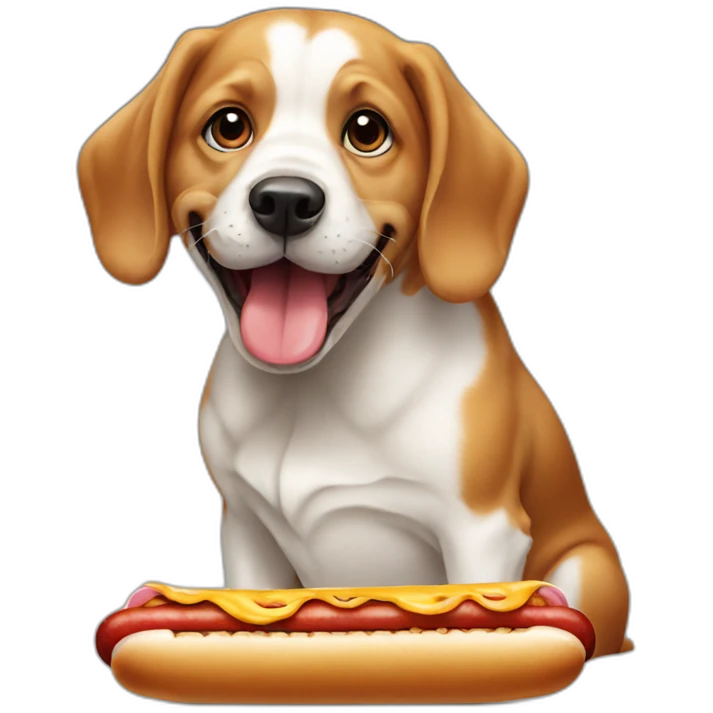 Dog eating hotdog emoji