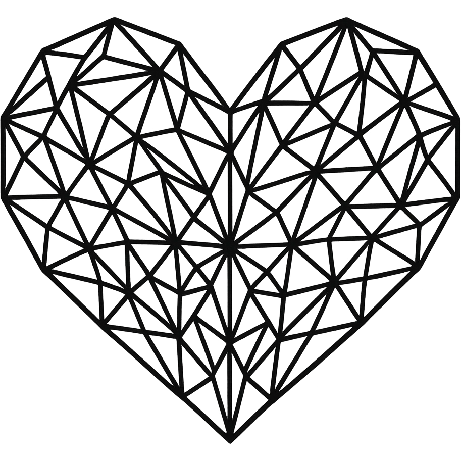 heart with a geometric crystal pattern, no background emoji