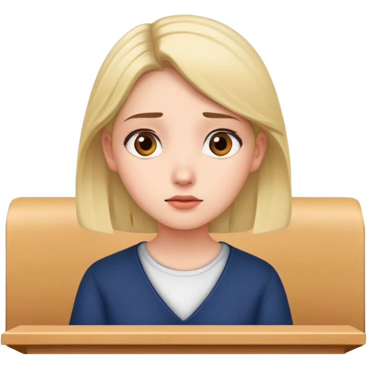 female student attentively listening during a lecture, focused expression emoji