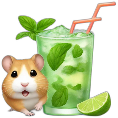 hamster running drinking mojito emoji
