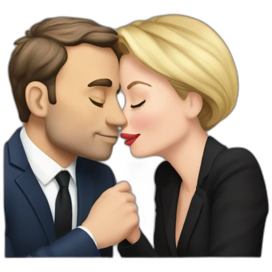 Macron kissing Elisabeth borne emoji