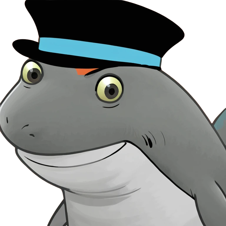 Shark with a top hat emoji