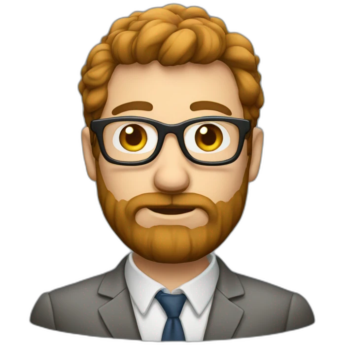Profesor con pelo moreno, barba y gafas emoji
