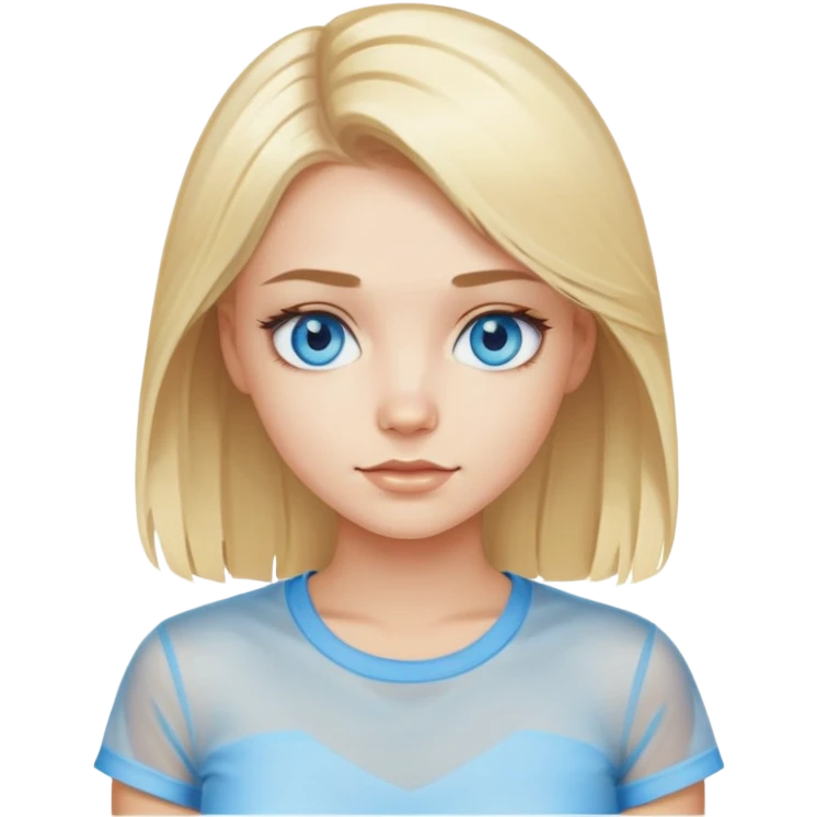 beautiful blue-eyed blonde in a transparent t-shirt emoji