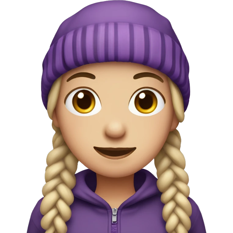 Girl with pigtails and purple bobble hat  emoji