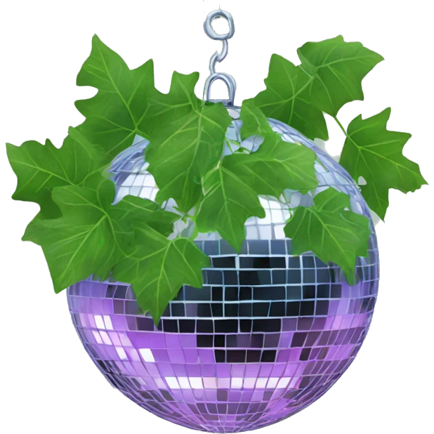 DISCO BALL WITH IVY LEAVES HANGING  emoji