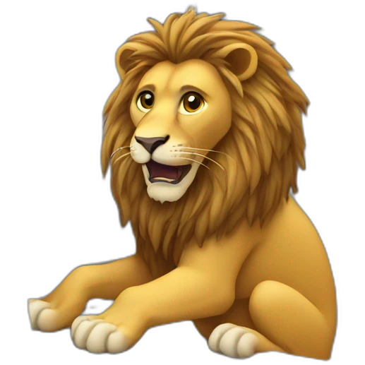 a lion using a computer emoji