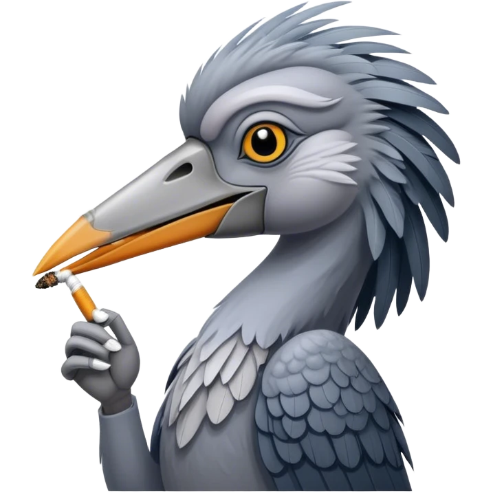 Shoebill smoking a cigarette emoji