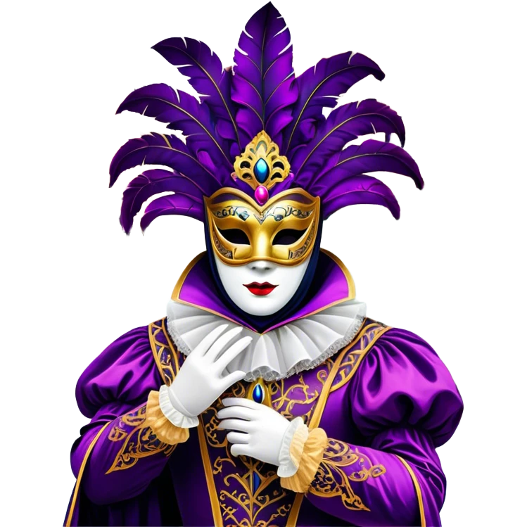 Venice Carnival performer – Cinematic Realistic Venice Carnival Performer, depicted in an opulent, elaborately masked costume with rich textures, vibrant colors, and dramatic, soft lighting, set against the historic backdrop of Venetian canals, capturing the mystery and extravagance of the carnival. emoji