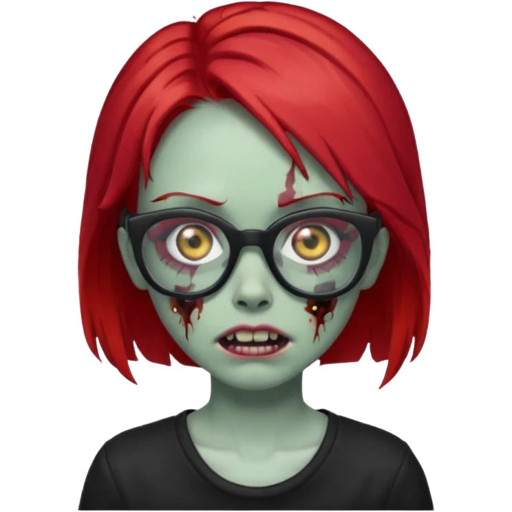 Red hair,black glasses,zombie girl emoji