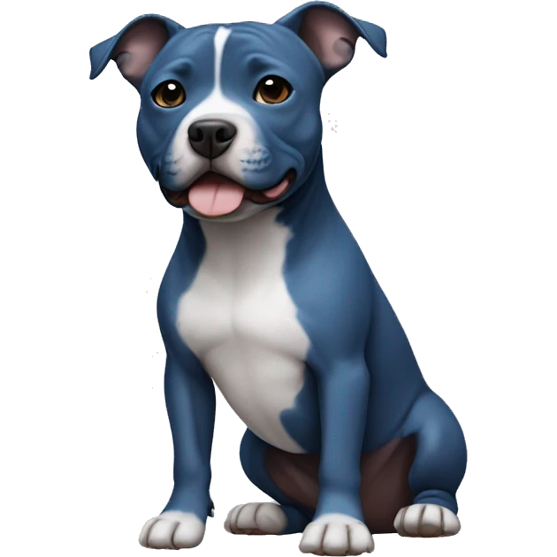 Small blue Staffordshire bull terrier with a white j on his chest emoji