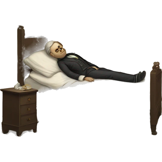 A sick man on a bed in 1870 emoji