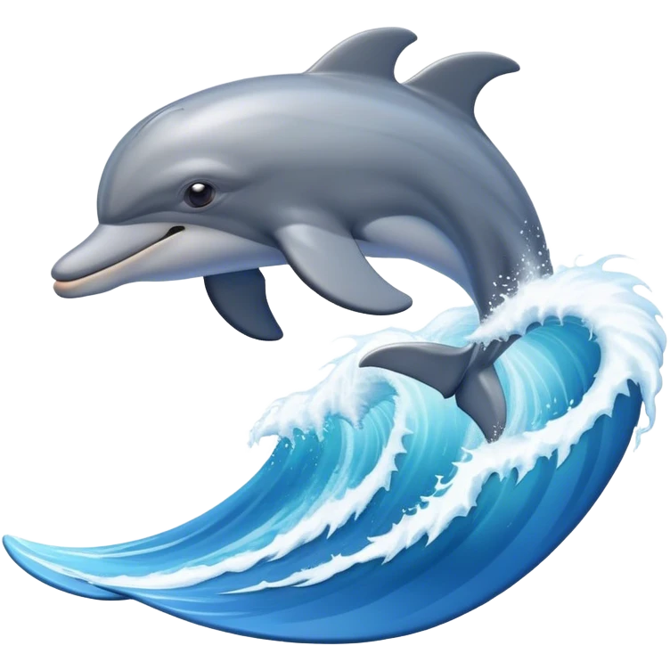 Dolphin surfing on a big wave emoji