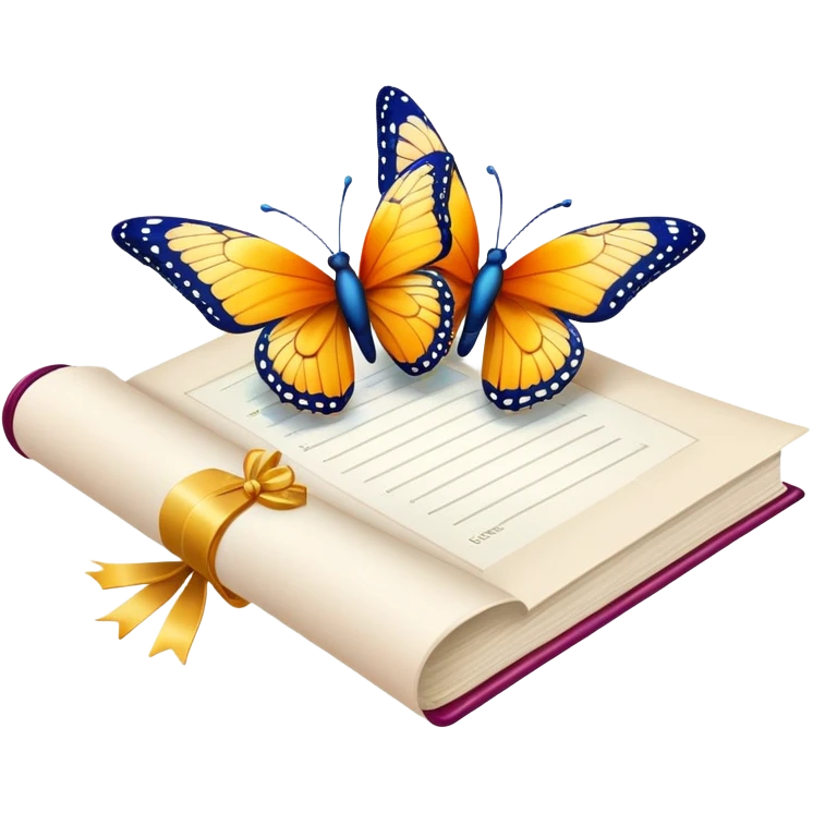  butterflies and diploma  emoji