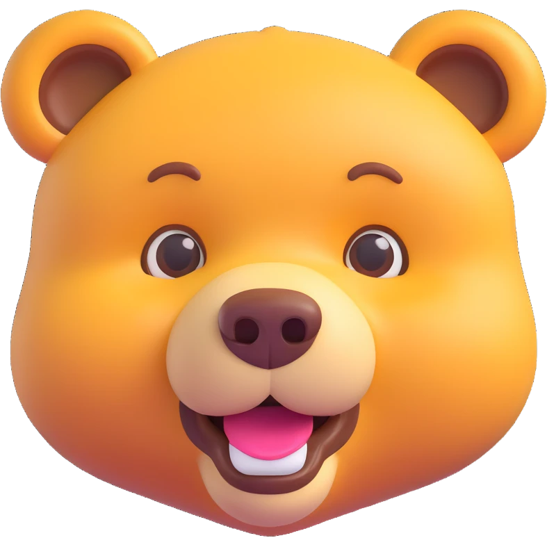 bear head, 3D emoji style, soft shading, lively and expressive, suitable for app icon emoji